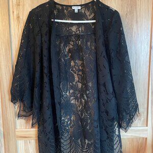 Love Fire Black Shawl with Sleeves Womens